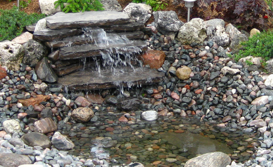 Pondless waterfall is easy to maintain, provides birds with a drink and has a natural look