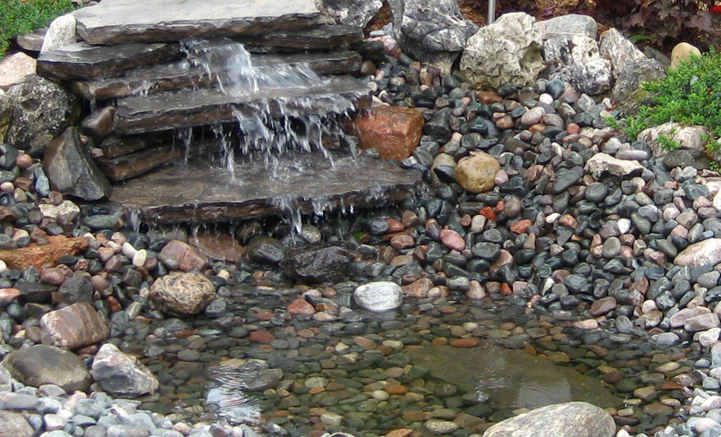 Natural stone waterfall for birds