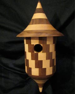 Travis Cranmer's Unique Checkered Turned Birdhouse 