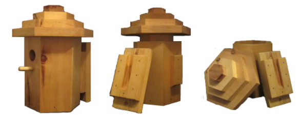 Hexagonal Birdhouse Knotty White Pine
                          side, bracket and roof picture