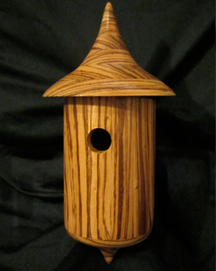 Zebrawood Turned Birdhouse built by Travis Cranmer of Cranmer Earth Design