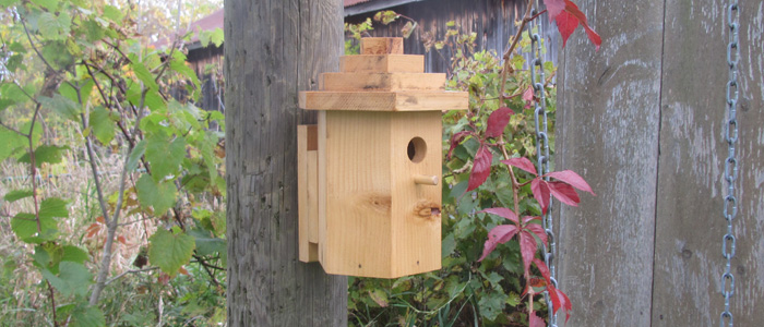 Mounting a birdhouse on a fence post